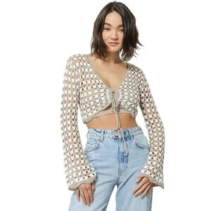 Walker Long Sleeve Crochet Top by Line & Dot